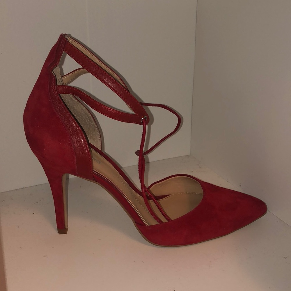 New Gianni Bini Renell Ankle Strap Pumps Red - Picture 4 of 4